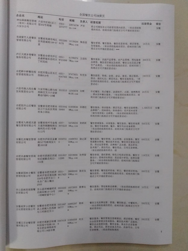 中國(guó)餐飲企業(yè)黃頁(yè)可開展精準(zhǔn)營(yíng)銷，電話營(yíng)銷<div   id=